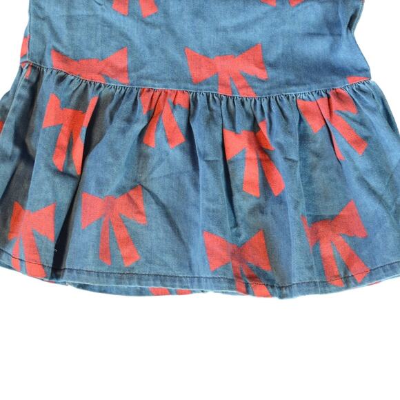 Wynken Girl's Blue & Red Twill Vela Drop Waist Bow Dress, Size 10 - Picture 5 of 6